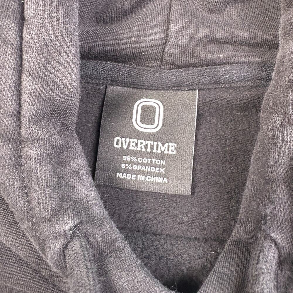 Overtime Hoodie Mens Medium Black Hooded Pullover Bolt Sweatshirt Drawstring - Picture 5 of 15